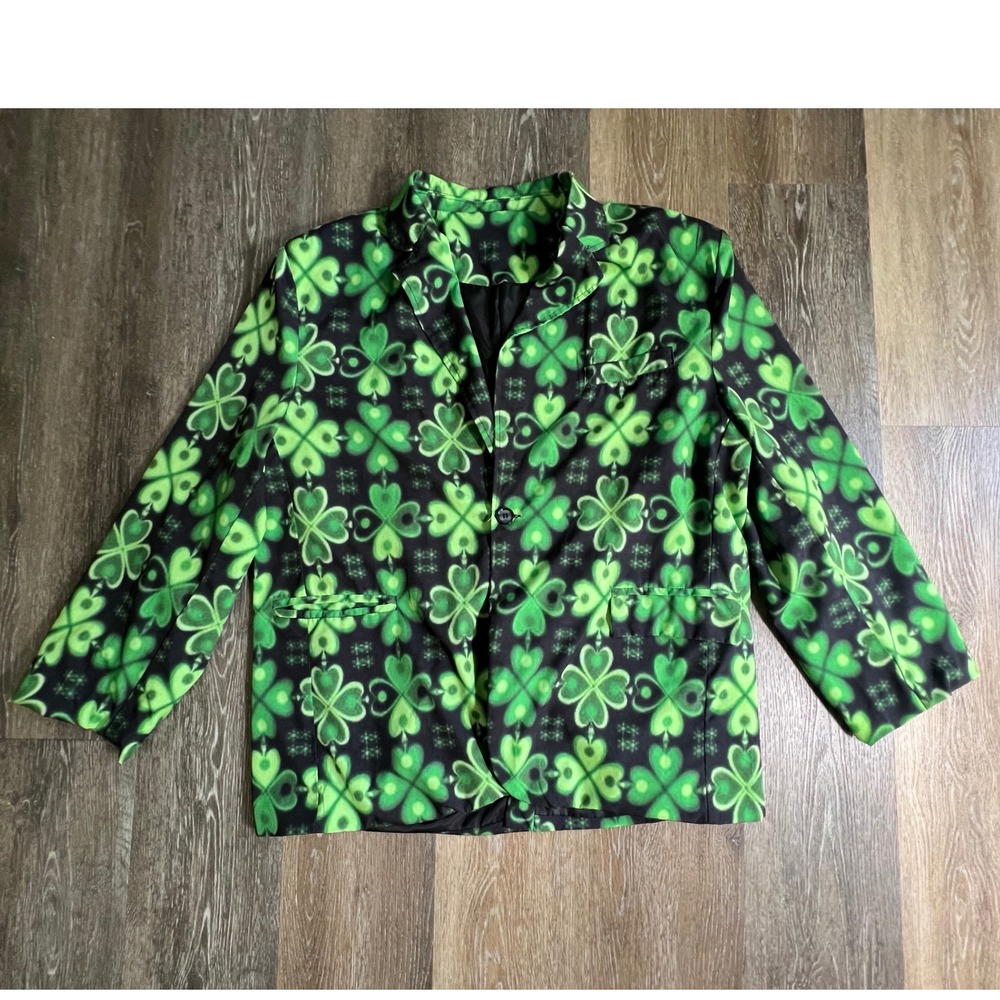 Unbranded Shamrock Blazer Mens Large Green St Patricks Day Clover Novelty Jacket
